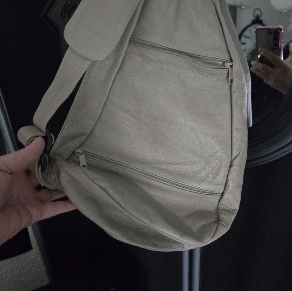 Beige Leather Backpack - Picture 2 of 2